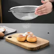 Mesh Filter Sieve Stainless Steel Slotted Spoon Kitchen Set of 3 Fine Strainers Long Handle for Cooking Sifting and Frying