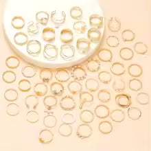 58PCS Vintage Heart Snake Butterfly Rings Set for Women Fashion Metal Gold Plated Geometric Hollow Finger Ring Jewelry Gifts New