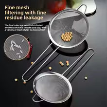 Mesh Filter Sieve Stainless Steel Slotted Spoon Kitchen Set of 3 Fine Strainers Long Handle for Cooking Sifting and Frying