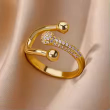 Gold Plated Stainless Steel Crystal Rings For Women Chain Geometry Zircon Finger Ring Jewelry Gift anillos mujer 2025 New Trendy