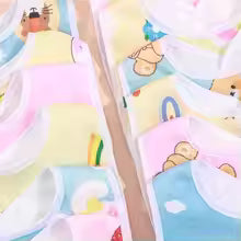 Random 5pcs Baby Cartoon Snap Waterproof Bib Super Soft Baby Bib Newborn Crystal Velvet Saliva Towel